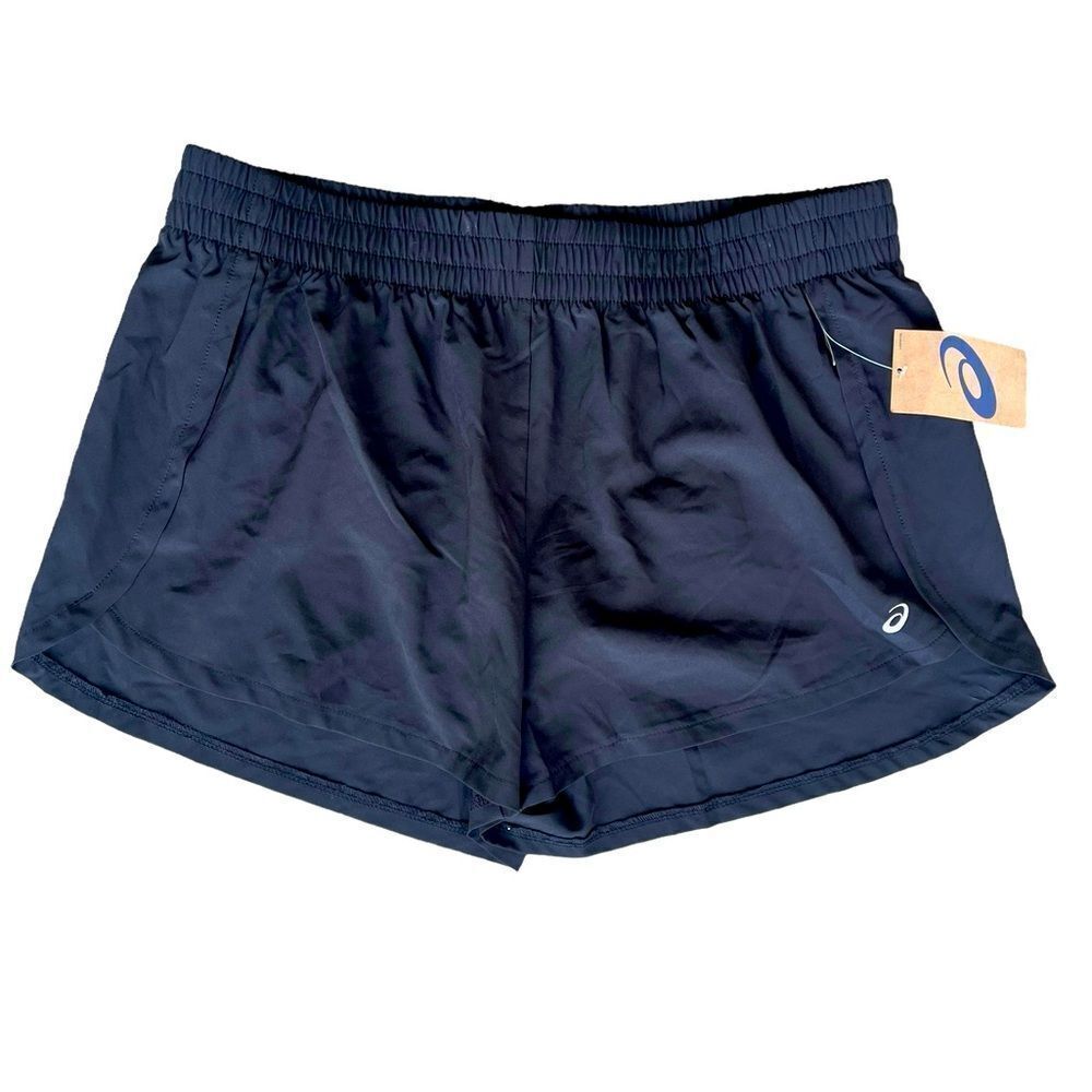 NWT ASICS WOMENS RUNNING SHORTS BLACK BUILT IN LINER WOMENS SIZE XL‎